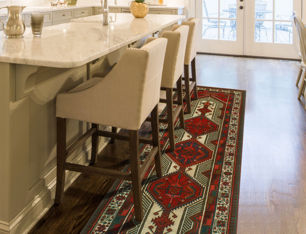 Fine Vintage Distressed Elizabet Burgundy/Ivory Runner, 3'3x10'7