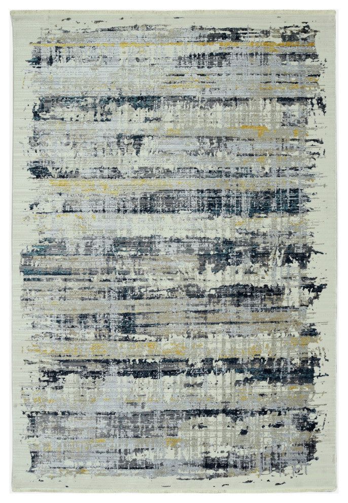 4"x6" Blue White Distressed Traditional Area Rug