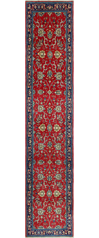 Fine Vintage Distressed Akjamal Red/Navy Runner, 2'9 x 14'2