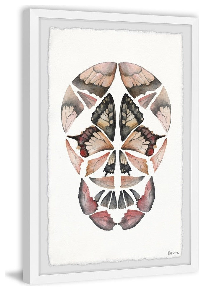 "Kaleidoscope Butterfly Skull" Framed Painting Print, 30"x45"