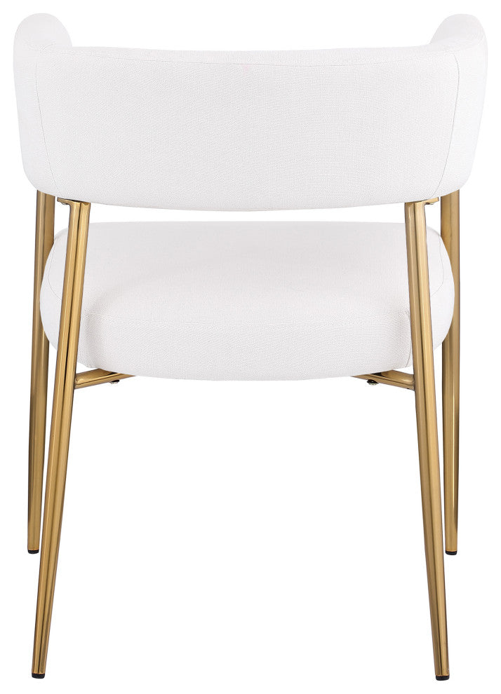 Creston Durable Linen Textured Fabric Upholstered Dining Chair, Cream