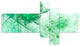 Clear Green Rotating Polyhedron, Abstract Canvas Wall Art, 60"x32", 5 panels
