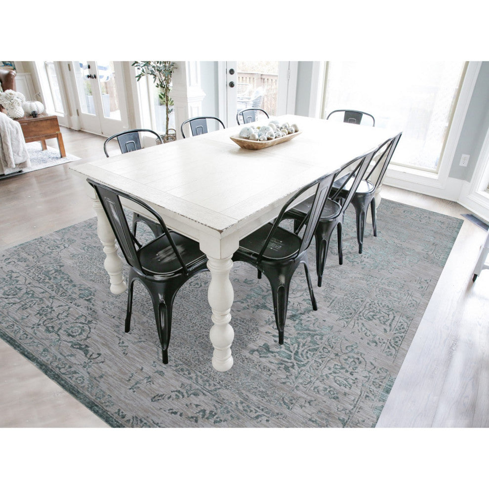Tan Color, Broken Heriz Design, Wool and Silk Hand Knotted, Rug, 8'10"x12'