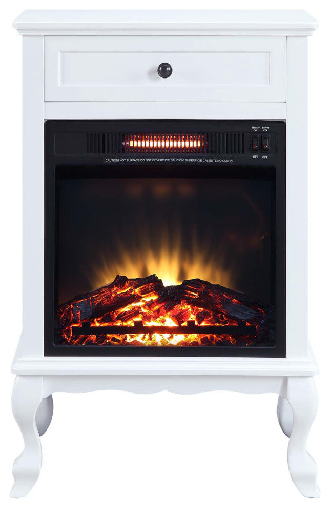 Electric Fireplace Infrared Heater With 1 Drawer, White