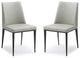 Set Of 2 Light Grey Faux Leather And Metal Dining Chairs
