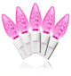 35 C6 Pink LED Lights 4" Spacing On White Wire