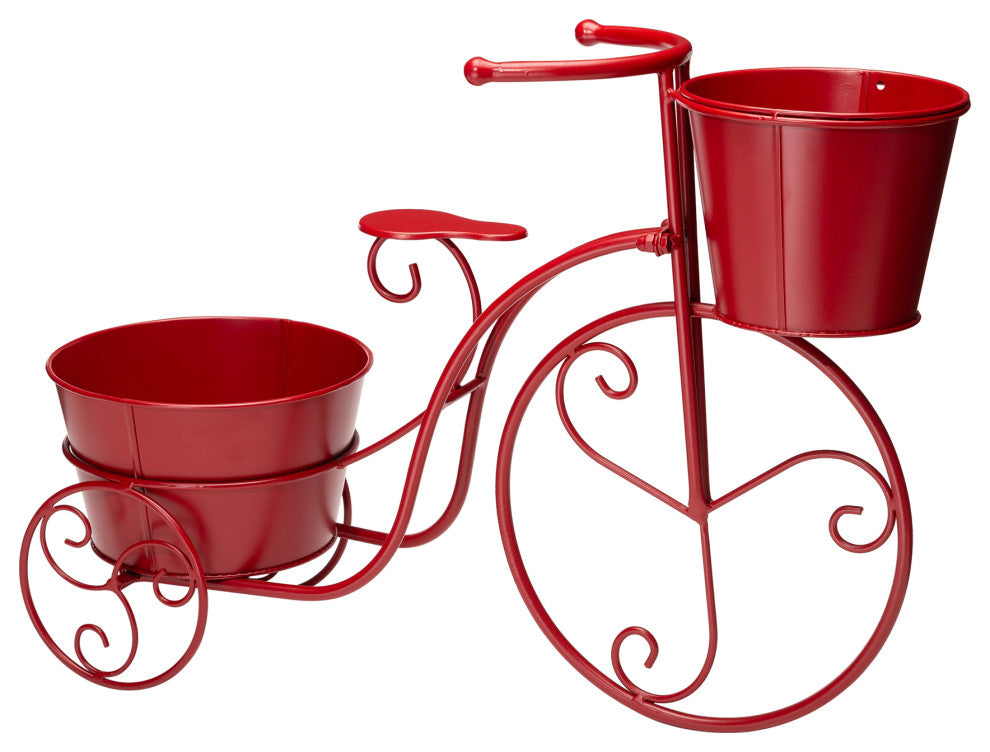21.5"L Metal Bicycle Plant Stand, Red