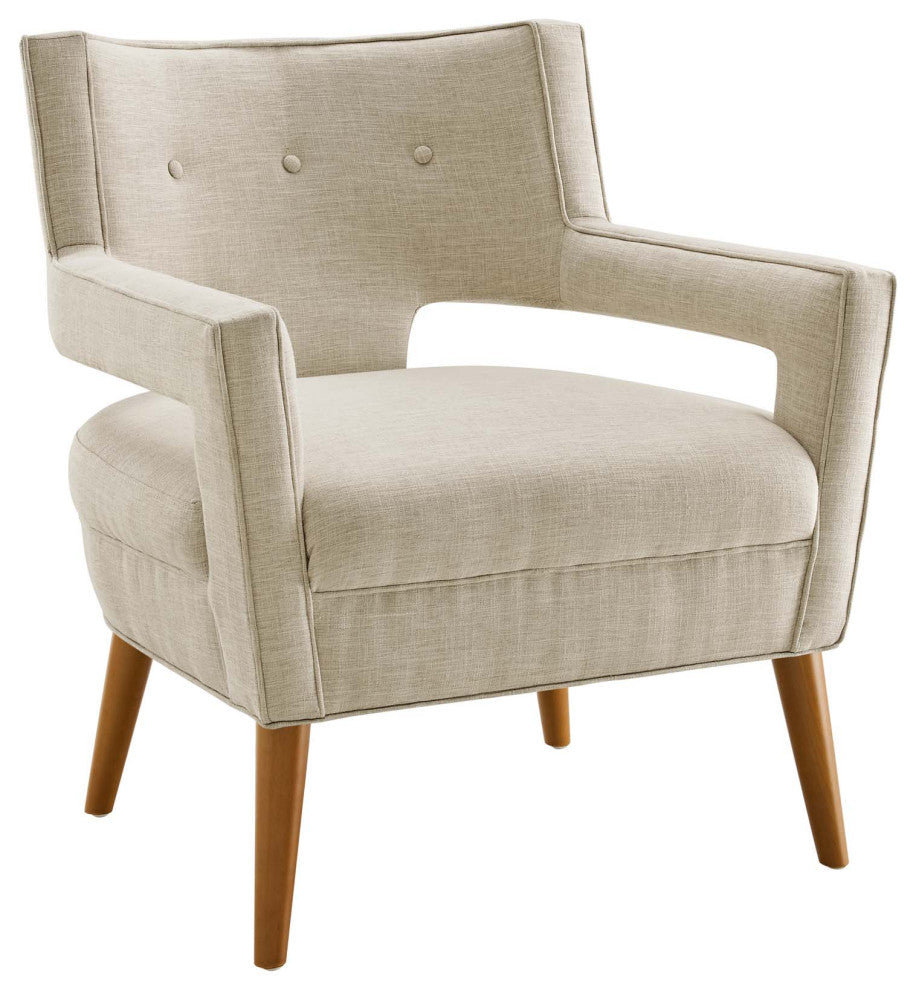 Sheer Upholstered Fabric Armchair, Sand