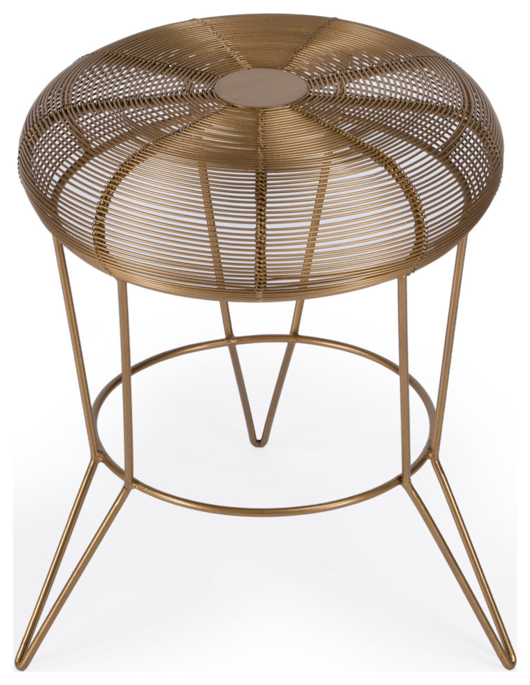 Allen Decorative Wire Accent Table, Antique Gold
