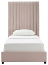 Arabelle Blush Velvet Bed in Twin