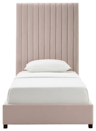 Arabelle Blush Velvet Bed in Twin