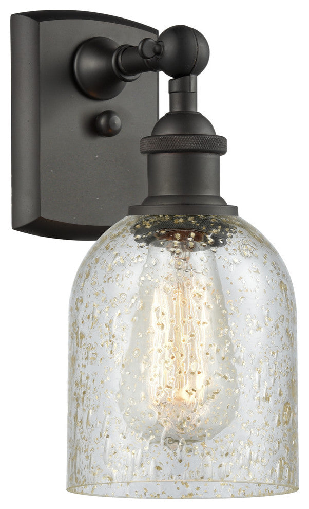 1-Light Caledonia 5" Sconce, Oil Rubbed Bronze, Shade: Mica