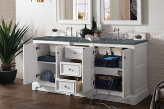 De Soto 72" Double Vanity, Bright White, Parisien Bleu Quartz