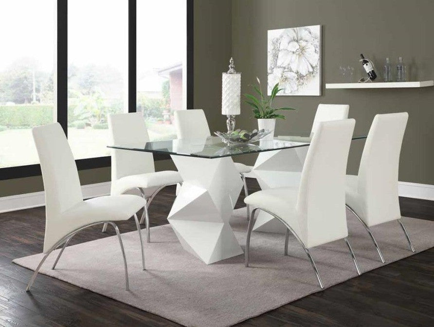 Ophelia White Vinyl and Metal Dining Chairs, Set of 2