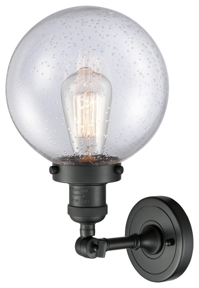 1-Light Beacon 8" Sconce, Matte Black, Glass: Seedy