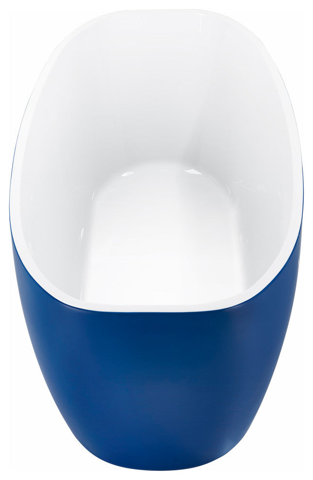 59" Acrylic Freestanding Single Slipper Soaking Bathtub, Blue