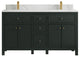 Sonoma 60 Double Bathroom Vanity Dark Forest Green 1.5"  Calacatta Laza.