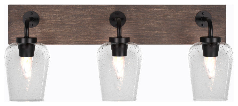 Oxbridge, Bath Bar, Matte Black & Painted Distressed Metal, 5" Clear Bubble