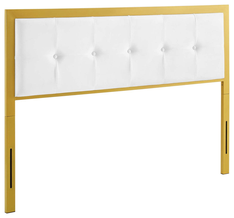 Teagan Tufted Queen Performance Velvet Headboard Gold White