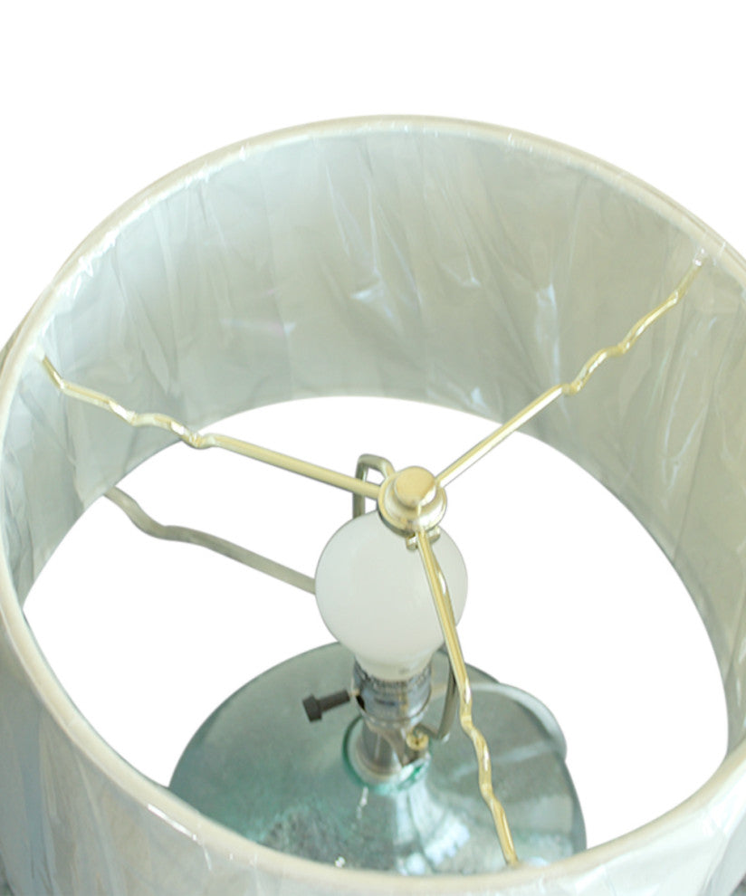 19"h Artisanal Hand-Blown Aqua Green Sea Glass Coastal Style Table Lamp, White L