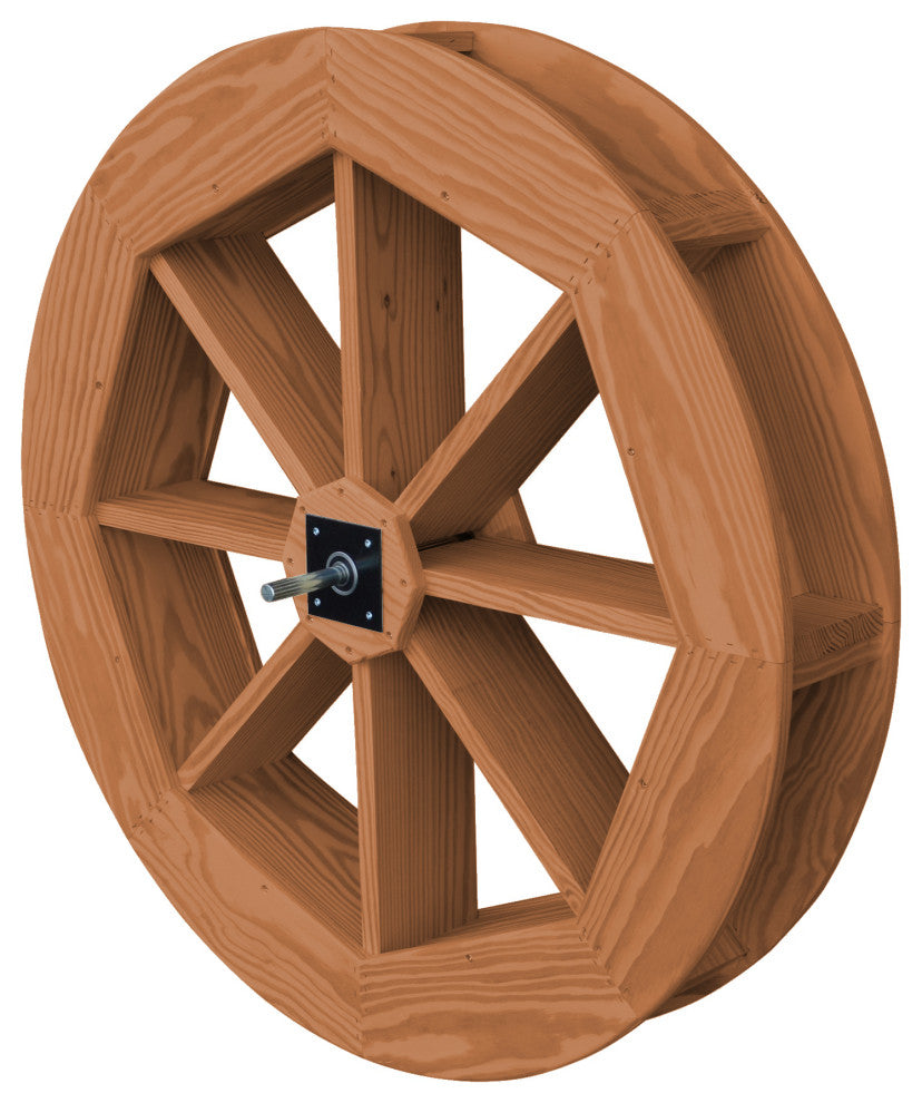Pressure Treated Pine Waterwheel, Cedar Stain, 36"