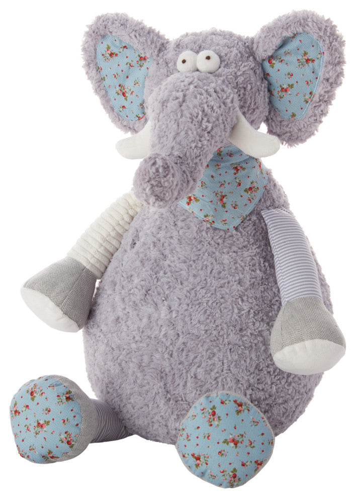 Nourison Home 22"x26" Plush Lines Elephant Plush Toy Gray Throw Pillows