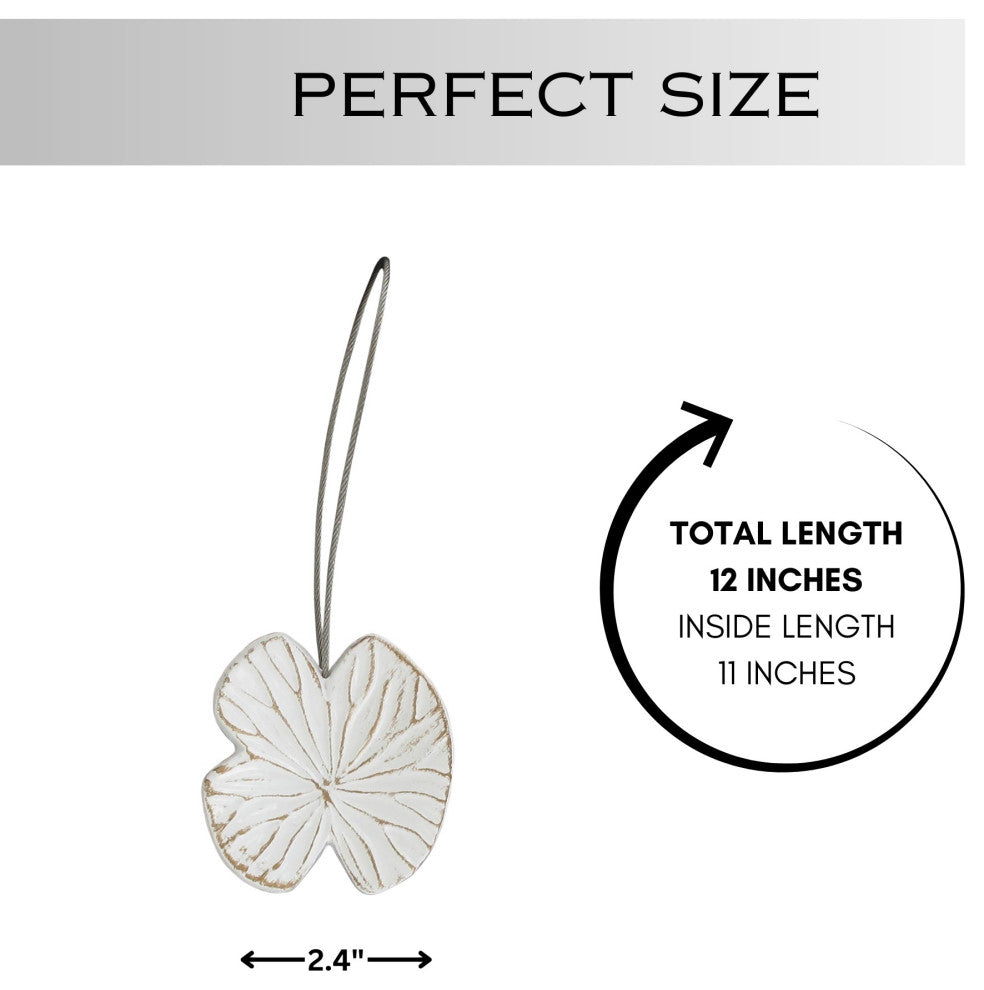Magnetic Water Lily Curtain Tiebacks "“ Resin Floral Design, White, Pack of 2