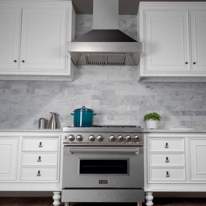 Ducted DuraSnow Stainless Steel Range Hood with Oil Rubbed Bronze Shell