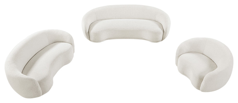 Hyde Boucle Fabric Upholstered, Cream, Loveseat