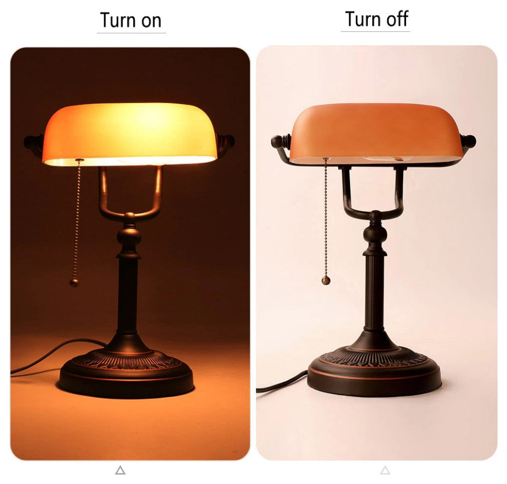 Classical vintage banker reading lamp for bedroom, study room, Orange