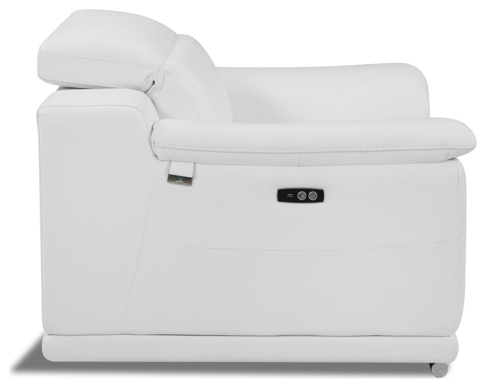 Veneto Italian Leather Power Reclining 2-Piece Set White