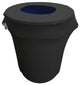 LA Linen Stretch Spandex Trash Can Cover, 32 gal. Round, Black