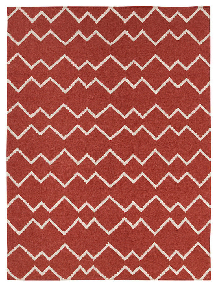 Lima Contemporary Area Rug, Red and White, 5''x7''
