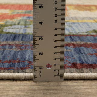 Saturn Painted Abstract Multi/Pink Wool Blend Area Rug Runner 2'6" x 12'