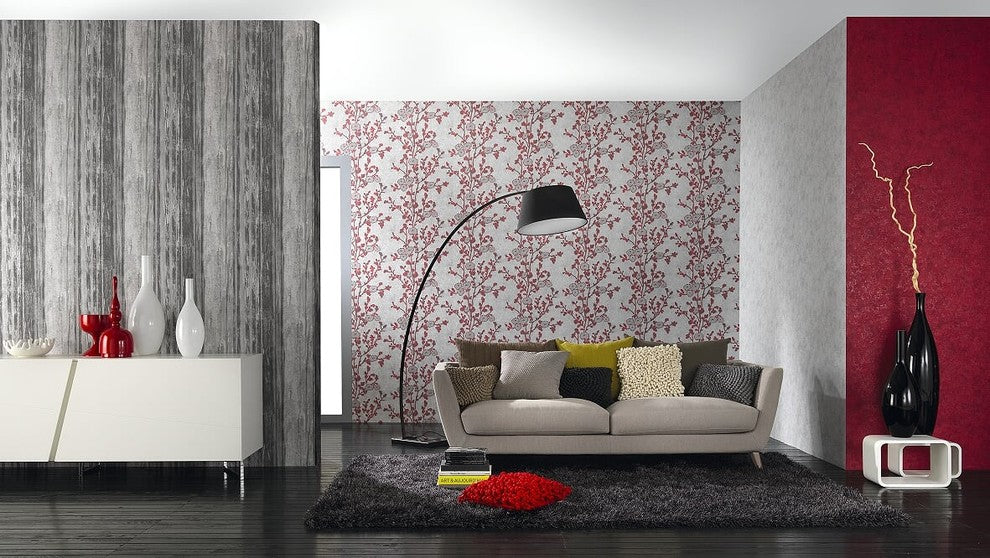 Modena, Classic Floral Elegant Light Gray Wallpaper Roll