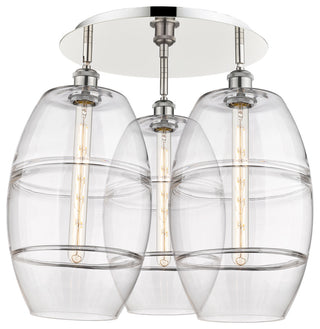 Ballston-Vaz 3-Light 22" Flush Mount, Polished Nickel, Clear