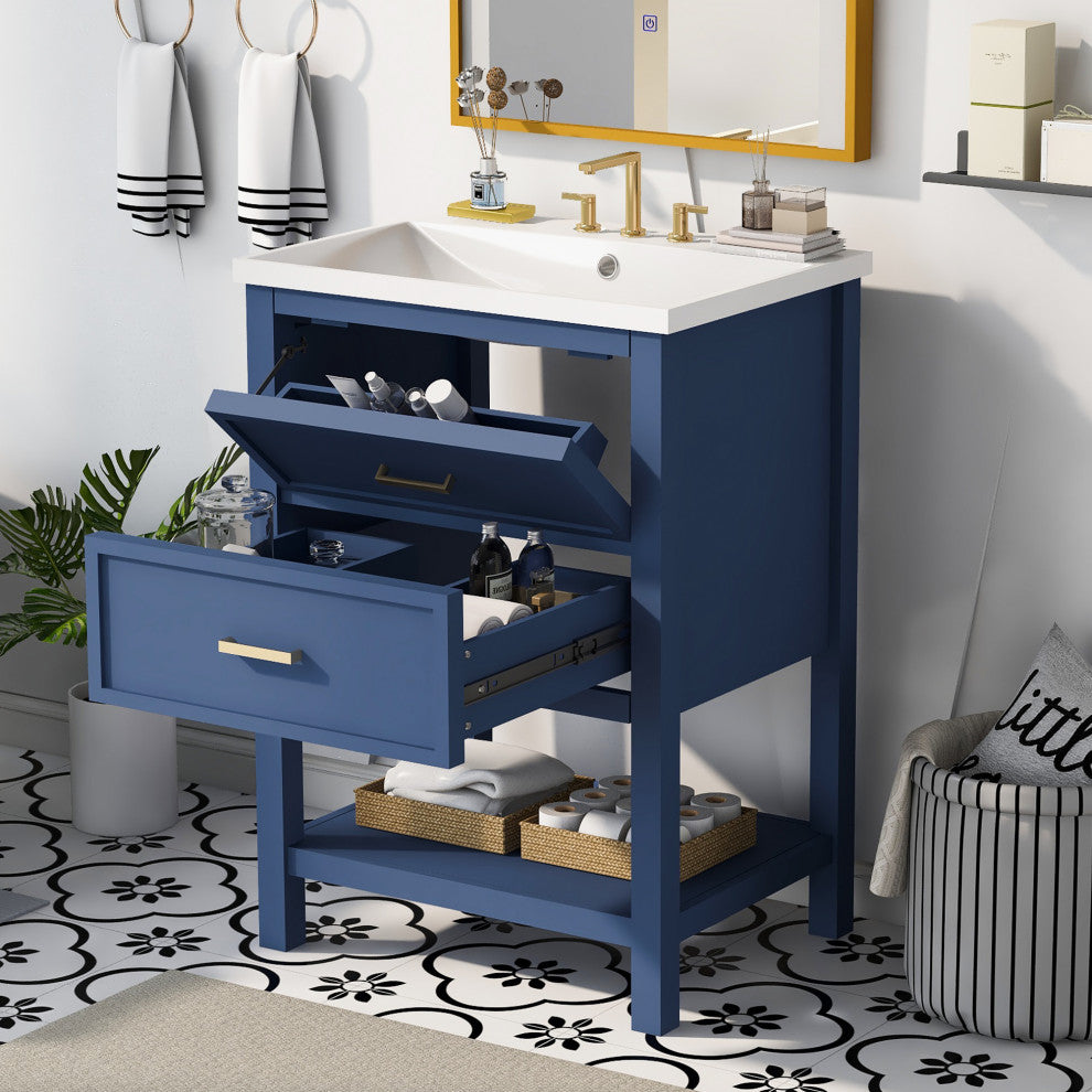 Gewnee Modern Bathroom Storage Cabinet with 2 Drawers