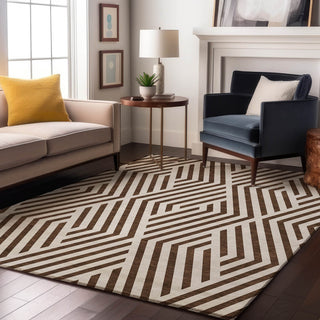 Premium Machine Washable Mayfield AMF550 Brown 5' x 7'6" Rug