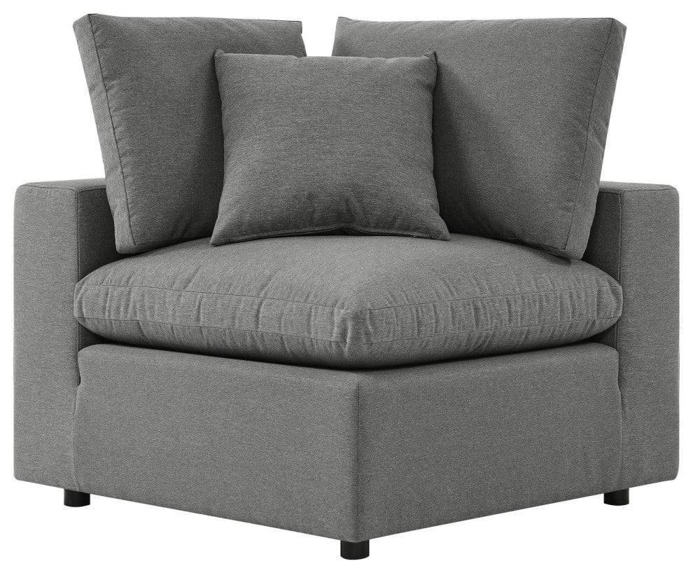 Modular Lounge Sectional Deep Sofa Set, Charcoal Gray, Modern, Outdoor