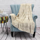 Herringbone Jumbo Over-Size Faux Fur Throw Blanket, Beige, 60" X 80"