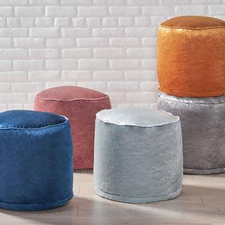 Bleckley Gwinnett Modern Velveteen Cylinder Pouf, Apricot