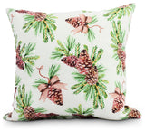 Greenery 20" Off White Holiday Print Decorative Throw Pillow
