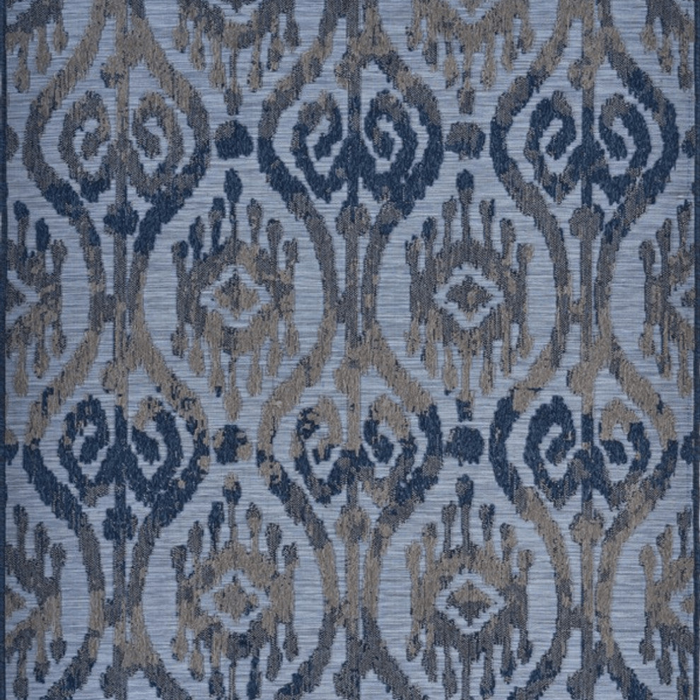 5' X 7' Blue And Yellow Indoor Outdoor Area Rug