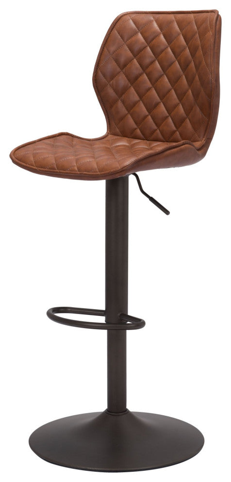 Bar Stool Chair Barstool, Faux Vinyl Leather, Steel, Vintage Brown, Bronze