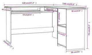 vidaXL Corner Desk Home Office Computer Desk High Gloss White Engineered Wood