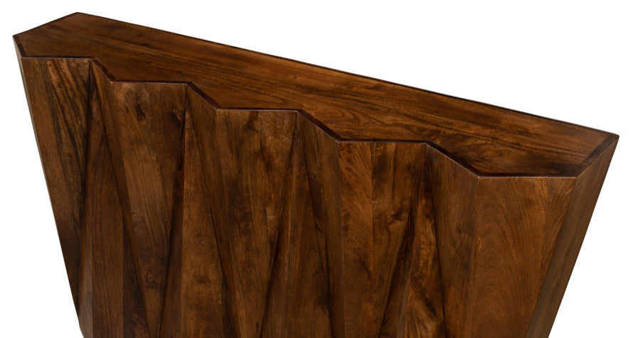 Denali Console Table Carved Solid Wood Natural Finish