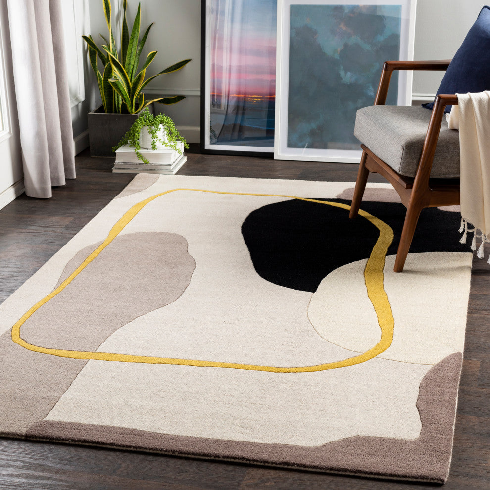 Queens QUN-2303 Modern Mustard/Gray 2'x3' Area Rug