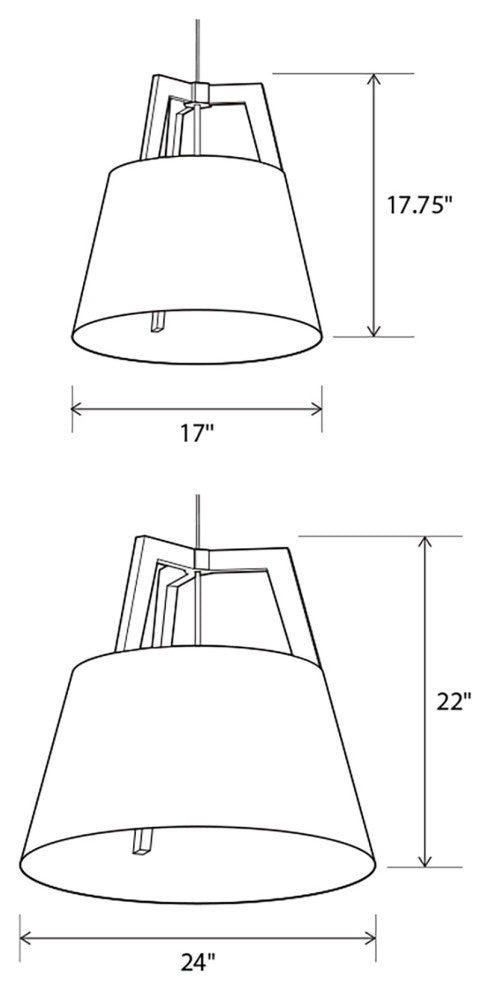 Imber 24 Pendant, E26, Distressed Brass, 72" Black Rigid Stem