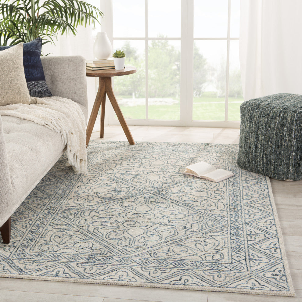 Jaipur Living Carmen Handmade Trellis Blue/ Light Gray Area Rug 12'X15'