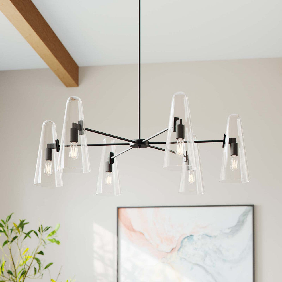 Beacon 6-Light Chandelier, Clear Black